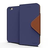 iPhone 6S Plus Case, Cellto PU Leather Wallet Cover Stand and Reversible Magnetic Flap Flip Cover for iPhone 6 Plus (2014) / 6S Plus (2015) - Navy Blue/Brown
