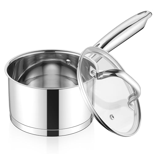 E-far E-far 3 Quart Saucepan with Lid, Stainless Steel Sauce Pan Boiling Pot