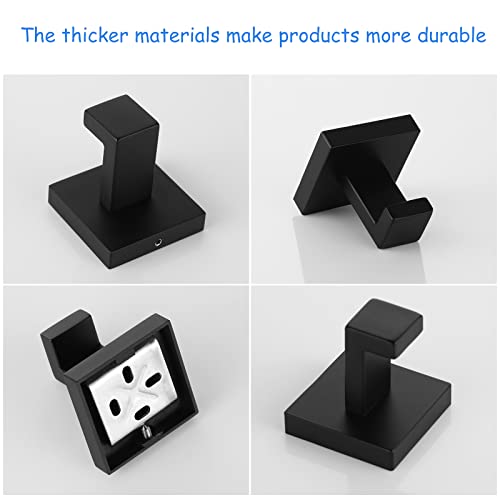 Image of Towel Hooks for Bathrooms,Matte Black Robe Towel Hooks Wall Mounted 304 Stainless Steel for Bath Coat Shower Kitchen Heavy Duty Wall Hooks 2 Pack