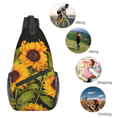 Mochila tipo Sling Crossbody diseño Sun Flower negra miniatura 5