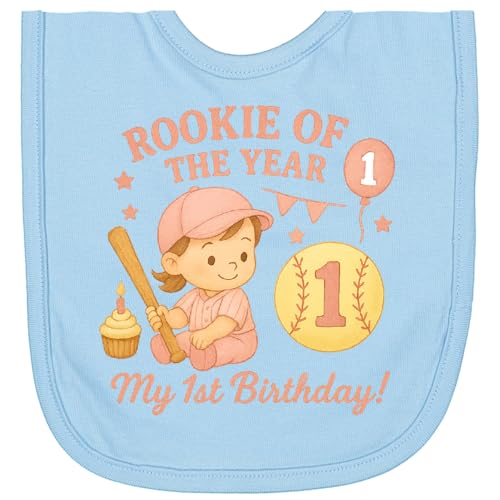 inktastic Rookie Of the Year 1st Birthday SoftballTheme Newborn Bib