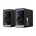 Edifier QR65 Desktop Active Monitor with 2.75" Long-Throw Aluminum Diaphragm mid-Low Drivers, Hi-Res Audio, Brilliant Light Effects, 70W Output Power Bluetooth Speakers with Stands - Black