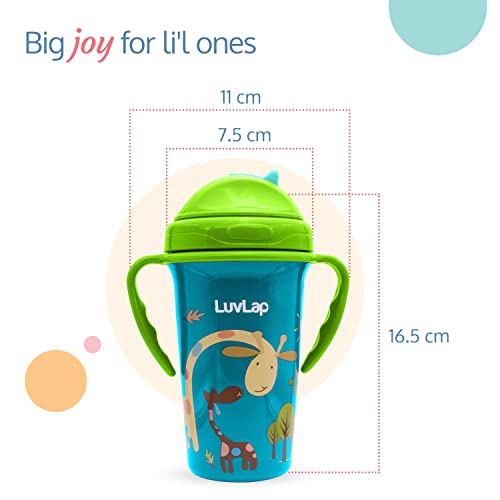 LuvLap-Tiny-Giffy-Sipper-for-InfantToddler-300ml-Anti-Spill-Sippy-Cup-with-Soft-Silicone-Straw-BPA-Free-18m-Green