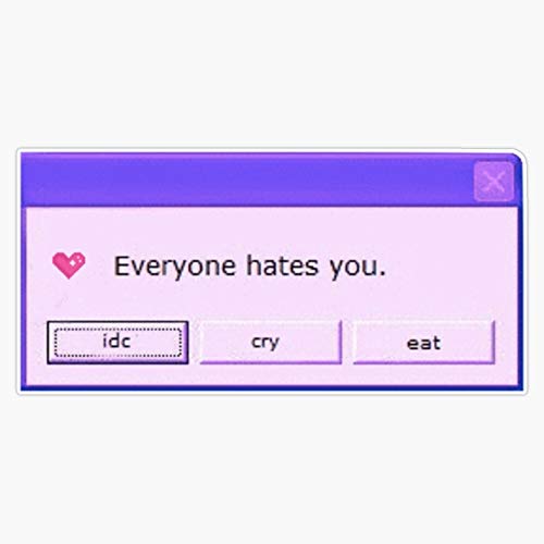 Everyone Hates You - Edgy Tumblr Vinyl Waterproof Sticker Decal Car Laptop Wall Window Bumper Sticker 5" #TOP9