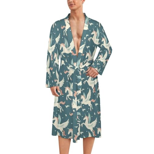 Flying Horse Funny Men's Robe Soft Lightweight Bathrobe Long-sleeve Spa Robes