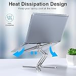 LIENS Adjustable Laptop Stand with 360 Rotating Base, Aluminum Laptop Riser for Desk Foldable, Ergonomic Notebook Stand Holder Compatible with iPad and MacBook/All Laptops up to 16 inches - Silver