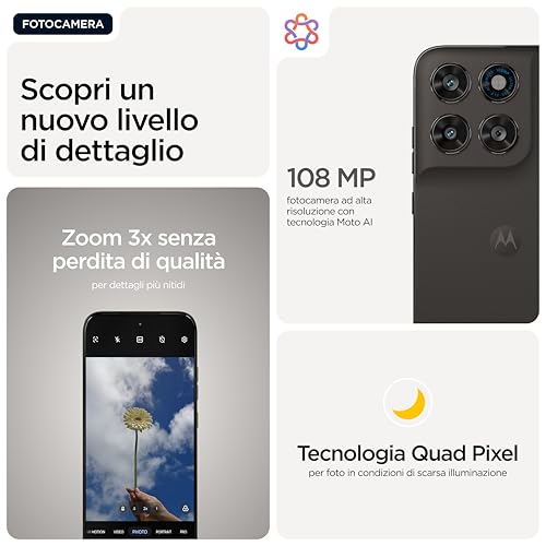 Motorola moto g77 con 3 anni di garanzia (8/256GB, Fotocamera 108+8MP+flicker sensor, Display 6.78" pOLED 120Hz, 5100mAh, MediaTek Dimensity 6400, Android 16), Black Olive - Immagine 2
