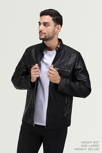 Image of X-Ray Men's Slim Fit Faux-Leather Moto Jacket with Removable Hood