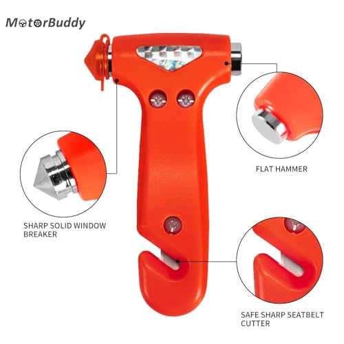 2-Pack Car Safety Hammer Seatbelt Cutter, Auto Emergency Escape Hammer with Window Glass Breaker and Seat Belt Cutter, Striking Red Escape Tool for Car Accidents - Image 3