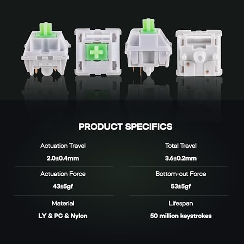 Image of KiiBOOM Flick Linear Mechanical Switch Set, 43gf, Pre-Lubed, 5-Pin Creamy Switches, 35 Pieces for Mechanical Gaming Keyboard, with LY Stem, PC+Nylon Housing, Compatible with MX Keycaps