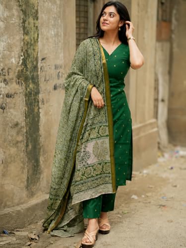 GoSriKi Women's Green Viscose Printed Kurta Set - Image 7