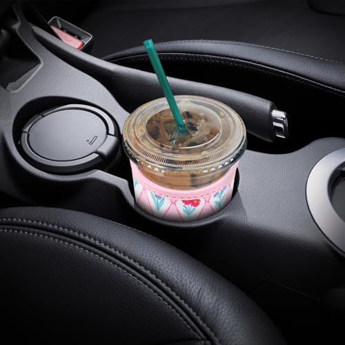 Image of YR Reusable Neoprene Insulator Sleeve for Iced Coffee Cups, 3 Pack Coffee Coolies sleeves for Iced & Hot Drinks, Cold Beverage Cooler Compatible with Starbucks Coffee and More (Diamond Flower)