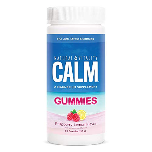 Natural Vitality Calm, Magnesium Citrate Supplement, Anti-Stress Gummies, Raspberry-Lemon 60 Gummies (Packaging May Vary)