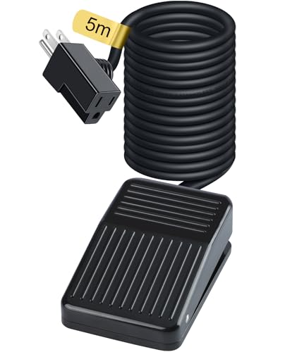 Image of 16.4ft /5m Momentary Foot Switch Pedal Normally Off Press and Hold to On UL-Listed Extension Cord and 3-Prong Piggyback Plug Power Tools Lamp Deadman Electric Accessories Non-Variable Speed 15A 250VAC