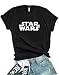 Womens Star Wars T-Shirt - Black Crew Neck T Shirt Women | Star Wars White Logo, L