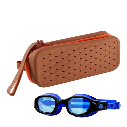 para gafas de natación - de 7 pulgadas | de silicona - Almacenamiento protector duradero para gafas de natación con cremallera, bolsillos multifuncionales para hombres y femm