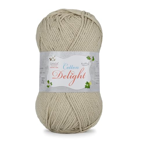 Image of Ganga Acrowools Cotton Delight, Dk Weight Cotton Yarn, Oekotex Class L Certified 100G, 169M (Stonewall Brown)