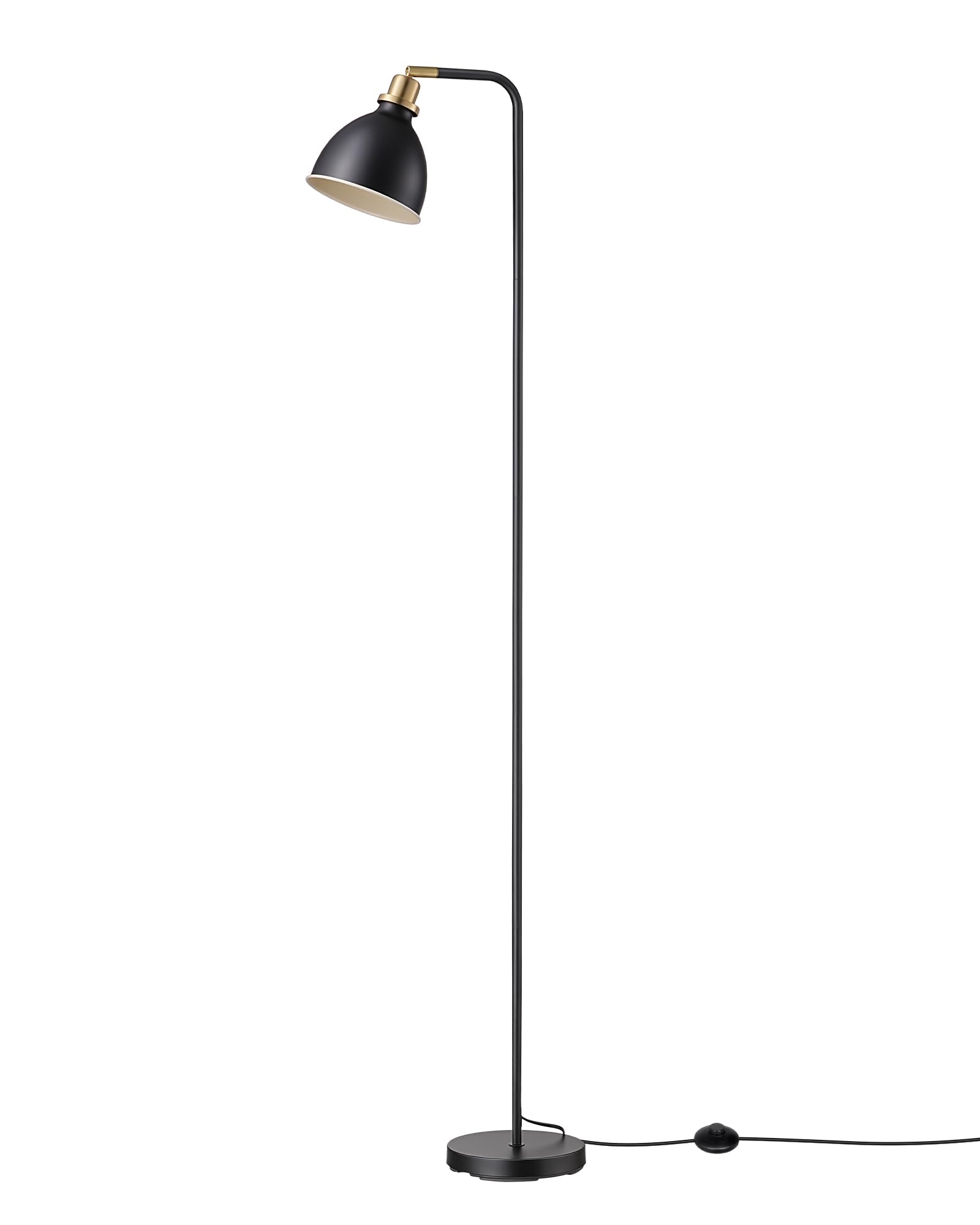 EDISHINE Lámpara de Pie Industrial, Lámpara Retro con pantalla metálica, cabeza ajustable, casquillo E27, Lámpara de Lectura para Salón y Oficina, incluye bombilla LED, negro
