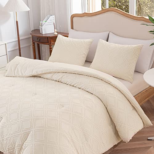 Sleepbella Queen Size Comforter Set Diamond Tufted Design, Cream Bedding Set, Soft & Lightweight Queen Bed Comforter For All Seasons (Queen, 90''Wx90''L, 3 Pieces) #TOP1