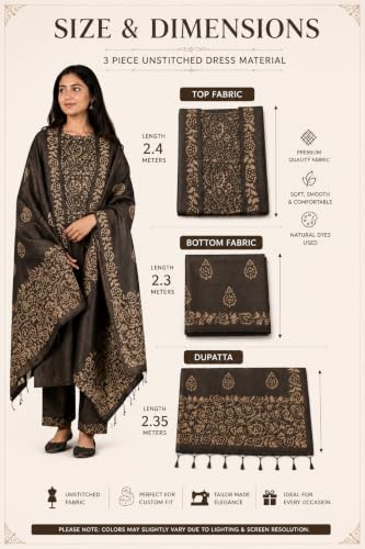 Image of HAIDER ALI AND SONS Women's Cotton Silk Batik Print Unstitched Salwar Suit Dress Material with Dupatta | Bhagalpuri Handloom Fabric | Casual, Office & Festival Wear