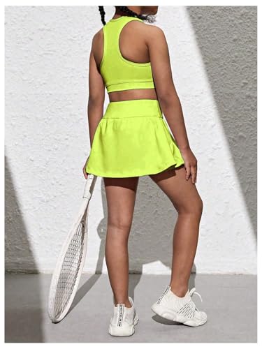 Image of SOLY HUX Toddler Girl's 2 Piece Workout Outfits Lightweight Crop Tank Tops and Skort Athletic Set Plain Mustard Yellow 6Y