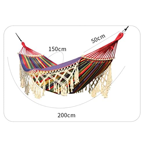 Hamac de camping double XMING en rouge avec franges et barres pour jardin - 3