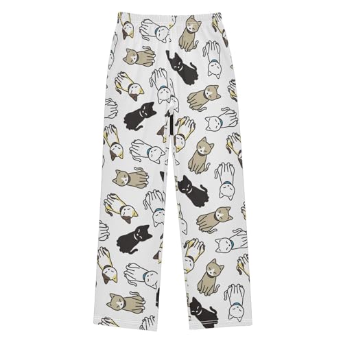 Cat Kitten Scarf Cartoon Boys Pants for Kids Jogger Pants with Pockets S-XL