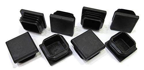 Image of 8pcs Pack: 1 1 /4 Inch Square Black Plastic End Cap (for Hole Side Size from 1 to 1 3 /16, Including 1 1 /8 inches), Furniture Finishing Plug