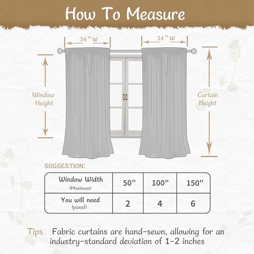 LAMIT Linen Curtains 40 Inch Length for Kitchen Windows, Semi Sheer Light Filtering Short Window Drapes Back Tab and Rod Pocket Bathroom Panels for Small Windows/Cafe, Linen, 34 x 40 Inch, 2 Panels by LAMIT - Image 7
