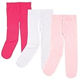 Luvable Friends Baby Girls' Nylon Tights, Dark Pink Light Pink, 9-18 Months US