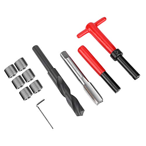 HUIOP Taladro Torcido de Acero Inoxidable, Kit de Reparación de Roscas, Herramienta de Inserción M16x2 con Alta Resistencia, para Reparación de Orificios de Aleación de Aluminio