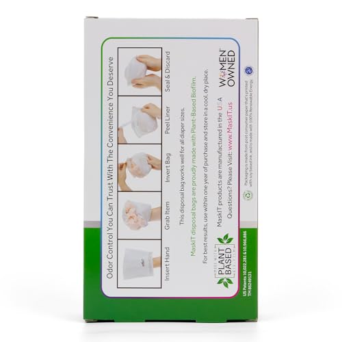 Image of MaskIT Diaper Disposal Bags | Eliminate Odor With Our Patented Odor Blocking Diaper Disposal Bags | Fits All Baby Diapers and Most Adult Diaper Sizes | Plant-Based, Made in the USA, Woman Owned