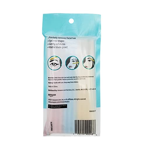 Image of Amazon Basics Dermaplane Razor, Peach Fuzz Remover, Face Shaver for Women, Eyebrow Trimmer and Shaper, Facial Hair Removal, Exfoliating Tool with Blade Cover, Multicolor, 9 Count