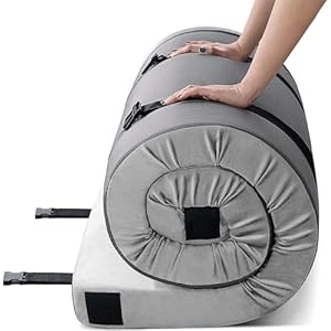 KingChii CertiPUR-US Memory Foam Camping Mattress, Portable Roll Up Travel Car Camping Mattress Sleeping Pad & Floor Mattress, Cot Mattress Guest Bed for Sleepover with Waterproof Cover & Travel Bag