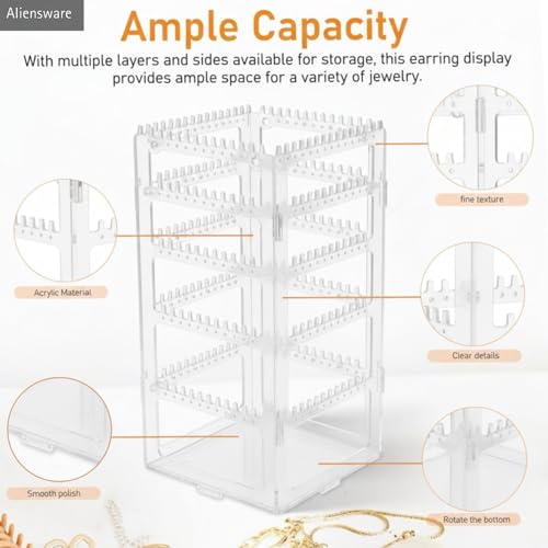 Image of Aliensware 360 Rotating Earrings Stand Holder Jewelry Display Organiser, Jewellery towers, Earrings organiser, earring organizer box, chain organiser Necklaces chain bracelet, vanity tables-Aliens