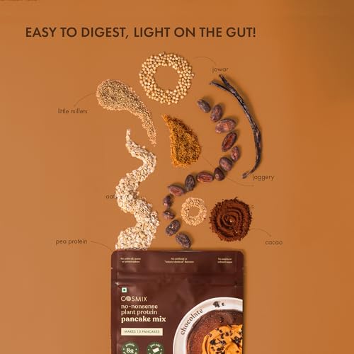 Image of Cosmix No-Nonsense Protein Pancake | 8g Protein /Serving | Instant Breakfast with Supergrain Blend (Oats, Jowar, Kodo, Little Millet) | Pancake Mix | No Maida, No Refined Sugar | Chocolate - 200g