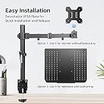Suptek Single Notebook Desk Mount With Tray for 13-27 Inch Computer Screen, Fully Adjustable Arm for Laptop up to 17'', Weight up to 15.6 lbs