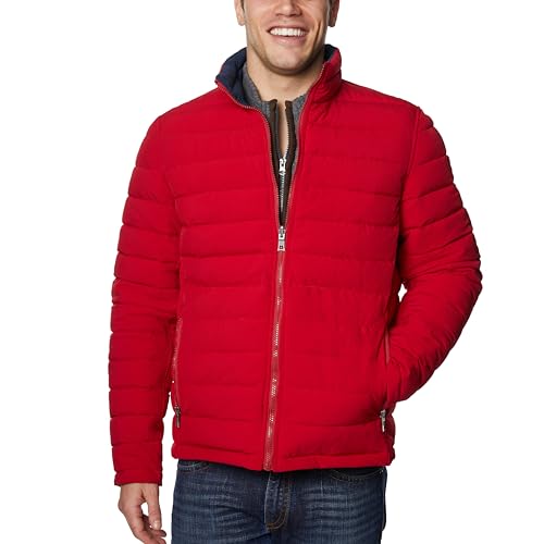 Image of Nautica Men's Reversible Quilted Puffer Jacket -Midweight Mechanical Stretch Winter Coat