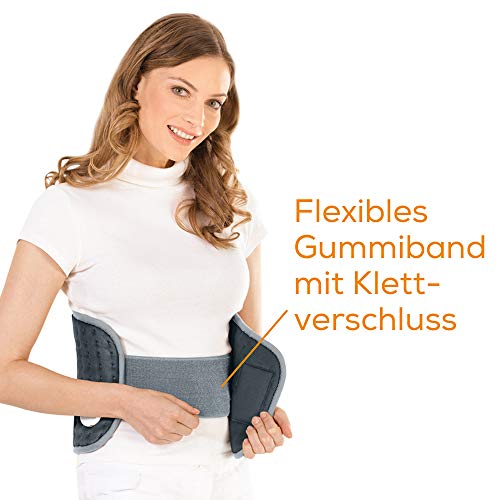 Beurer HK 49 Cosy Heizkissen, zur Anwendung an Bauch und Rücken, mit Gummiband und Klettverschluss, Abschaltautomatik, maschinenwaschbar, Grau
