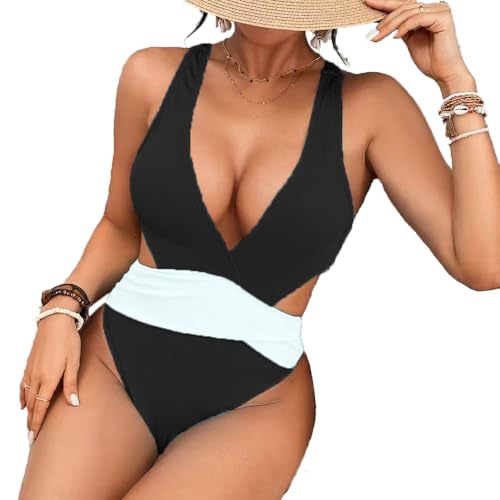 Women's One Piece Cut Out Bathing Suit Sexy Deep V Neck Cross Back Tie Ruched Swimsuit4