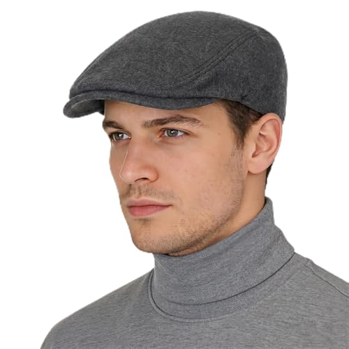 Pistha Mens Newsboy Flat Caps Beret Hat Driving Beret Dress Hats,Dark Grey