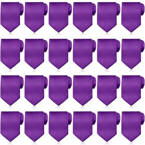 Image of Syhood 6 /12 /24 Pcs Men Ties Set Solid Satin Pure Color Business Formal Necktie Tie 57 inch for Men Occasion Wedding