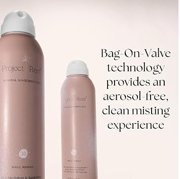 Project Reef SPF 30 Mineral Sunscreen Spray & Cooling Mist w/Aloe Vera, Peppermint, Cucumber - Non-Aerosol, Reef Safe, Sunburn Relief, No White Cast Sunscreen for All Skin Types