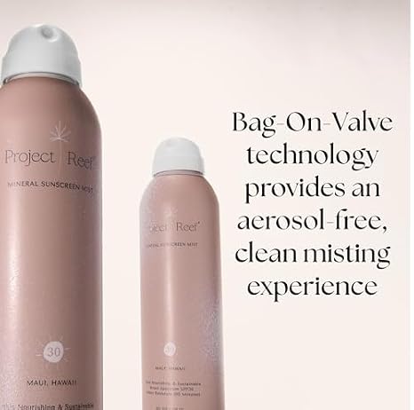 Project Reef SPF 30 Mineral Sunscreen Spray & Cooling Mist w/Aloe Vera, Peppermint, Cucumber - Non-Aerosol, Reef Safe, Sunburn Relief, No White Cast Sunscreen for All Skin Types