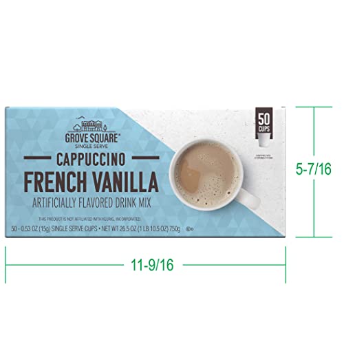 Image of Grove Square Cappuccino Pods, French Vanilla, Single Serve, 50 Count (Pack of 1) - Packaging May Vary