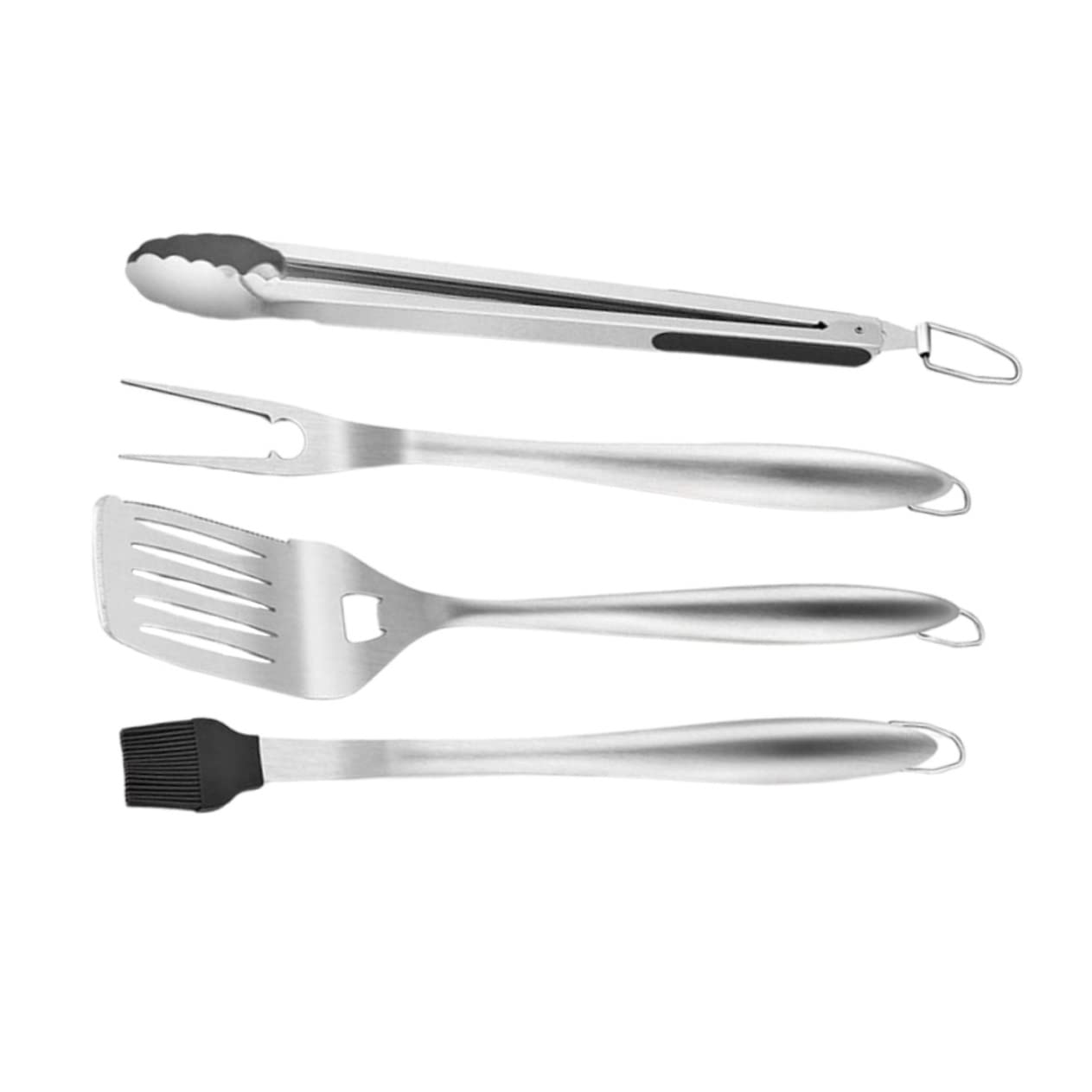 Set Utensili Barbecue Professionale Acciaio Inox Argento | Leggero e Facile da Pulire, Accessorio per Grigliate Outdoor, Soluzione Pratica per Uso Quotidiano