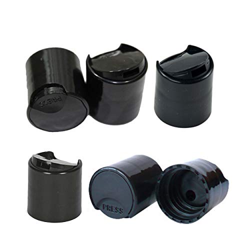 Kelkaa Caps 20/410 Black Press Caps With .270 Orifices, Dispensing Smooth Disc Top Closures, Replacement Caps For Squeeze Bottles, Neck Diameter 20Mm, Thread Type 410 (Pack Of 12) #TOP5