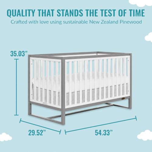 Image of Dream On Me Arlo 5-in-1 Convertible Full-Size Baby Crib in Steel Grey, GreenGuard Gold & JPMA, Converts to Toddler, Day & Full-Size Bed, 3 Mattress Heights, Non-Toxic Finish, Sustainable Pinewood