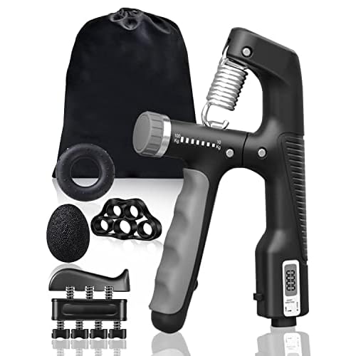 Omesiry Hand Grip Set de 5 Piezas de Antebrazo Ejercitar (10-100 KG) Fortalecedor de Antebrazo con Dispositivo de Entrenamiento de Conteo Inteligente,Ejercitador de Dedos y Pelota Antiestrés