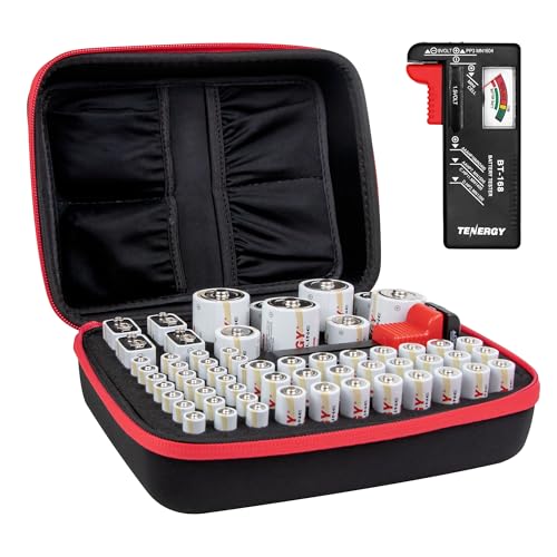 Tenergy Alkaline Batteries & Storage Case 24xAAs 24xAAAs 4xC Size 4xD Size 4x9V Size Batteries and Battery Organizer Case